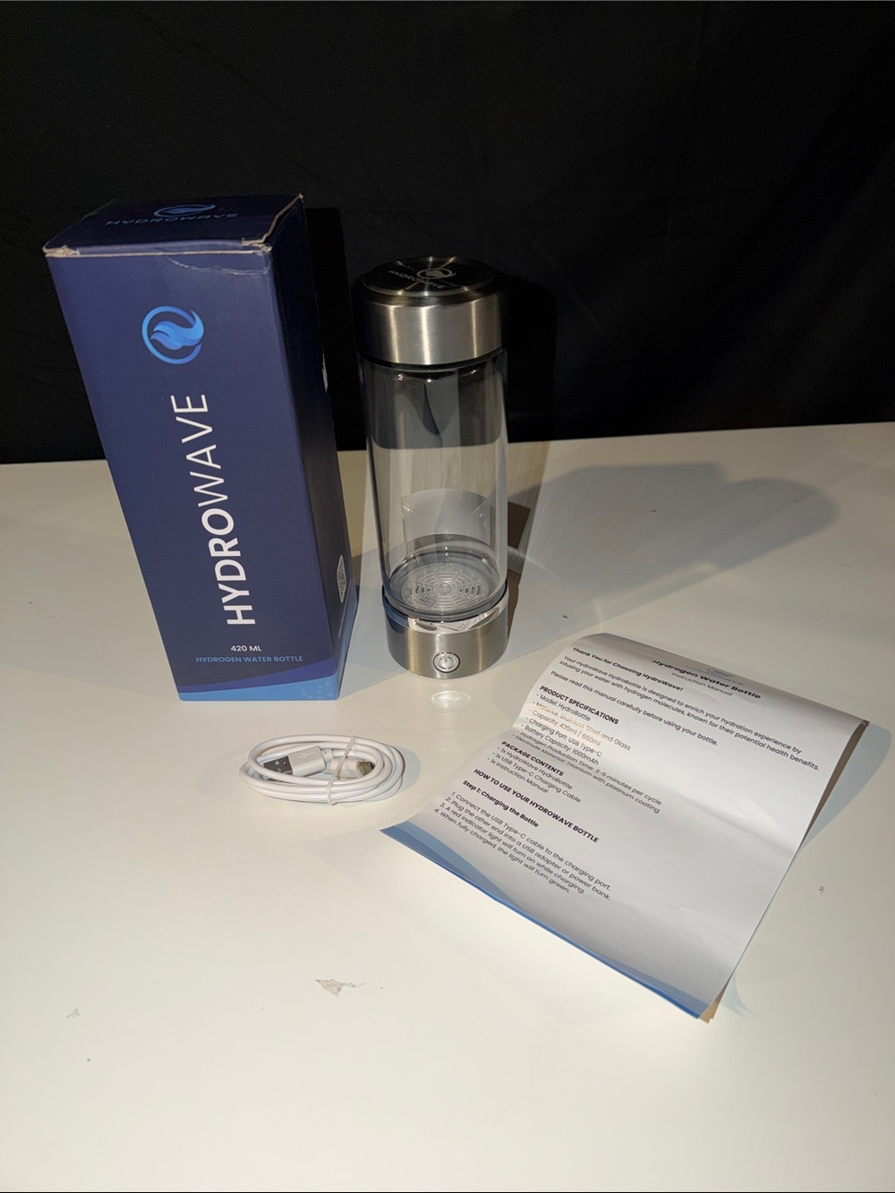 Silver Hydrogen Water Bottle - Portable Infuser